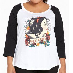 Torrid T-Shirt 6X Disney Snow White Tatoo Graphic Raglan 3/4 Sleeve Plus Size